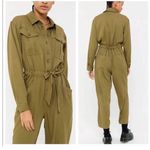BDG Urban Outfitters Green Button Up Collared Jumpsuit Long Sleeve Size M Photo 2