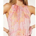 Ramy Brook Mini Dress Leaf Animal Print Smocked Waist Sleeveless Halter Neck Photo 4