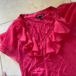 EXPRESS  Hot Pink/Coral Ruffle Blouse Sz Small Top Photo 2
