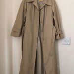 Vintage Beige Tan Khaki English style long sleeve trench coat with belt. Great condition Size M Photo 1