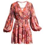 ALC Frank A.L.C. Elise Long Sleeve 100% Silk Floral‎ Mini Dress Photo 3