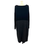 Eileen Fisher  Long‎ Sleeve Jersey Colorblock Dress Black Gray Size Medium Photo 5