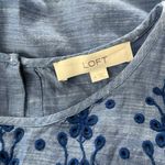 The Loft  Blue Ruffle Shoulder Embroidery Yoke Shell, Sz M Photo 10