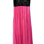 Nicole Miller  Sleeveless Pleated Sequin Pink Black Maxi Dress Gown Sz 2 Photo 2