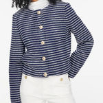 NWT J. CREW Tweed Lady Jacket Antique Navy Ivory Stripe Blue Size 4 Photo 0