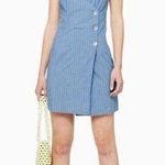 Topshop Chambray Denim Mini Dress Pin Striped Button Cami Wrap 6 Women Blue Photo 0