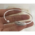 Boutique NEW Feather Cuff Bangle Bracelet 925 Sterling Silver Adjustable Photo 9
