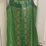 Anthropologie Floreat  Dress Sz‎ 2 Green Beaded Embroidery Tank Cotton Lined Photo 0
