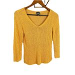 Eileen Fisher ‎ Italian Yarn V-Neck Sweater Small Petite Fall Yellow Linen Blend Photo 1