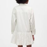 Madewell NWT Women's Bubble-Hem Mini Shirtdress Pinstripe Poplin White XL Photo 2