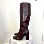 90s Style Elegant Square Toe Mocha Dark Brown Knee High Heel Boots US 6 Photo 4