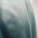 Vintage 90s Satin Gown Fit & Flare Floral Lace Bodice Bow Back Mint Green Blue 4 Photo 4