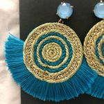 J.Crew Rare Rope Fan Earrings Prussian Blue Gold $65 NWT Photo 4