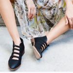 Free People  Leather Emma Cut-Out Booties Black Size Photo 1