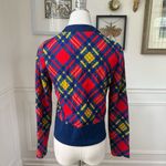 Vintage 70s Cropped Button Front Plaid Vneck Top XS Red Photo 1