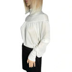 NWT Lola & Sophie Designer Blouse Knit White Turtle Neck Long Sleeve Small Photo 3