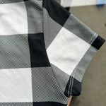 SheIn Buffalo Plaid Mock Neck Short Sleeve Crop Top in Black/White - Size Small Photo 15