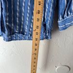 Anthropologie Size 8 Medium Blue Striped Viscose Linen Blend Button Up Long Slv Photo 9