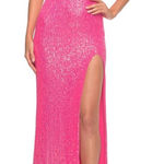 La Femme NWT  Long Sequin Dress in Hot Pink w‎ Plunging Back Sz 8 $378 Photo 0