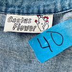 Cactus Flowers Cactus Flower Denim Jacket Womens Large Blue Bolero Cropped Size M Photo 5