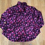 For Love & Lemons Lola Silk Like Pajama Top Long Sleeve Pink Black Floral XS Photo 1