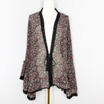 Free People  Lola Sheer Floral Kimono Lace Trim Tie Front Size Large Photo 2