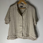 Quince  Linen Short Sleeve Button Down Top Tan Size Large Photo 0