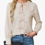 Blooming Jelly Casual Front Tie Bow Blouse Photo 0