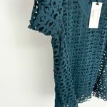 Byron Lars Beauty Mark Boyfriend Laser Cut Tee Sheer Size 2 Teal Blue V Neck NWT Green Photo 7
