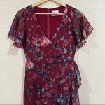 VONE Mireya Floral Ruffle Faux Wrap Midi Dress Red Size 2 Photo 4