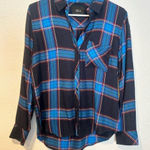 Rails NWOT  Jackson Flannel Button Down in Black & Azure XS Photo 0