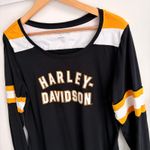 Harley Davidson Black Yellow Long Sleeve Crew Women's XL Biker Motorcycles Photo 1