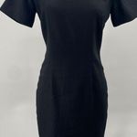 Vintage 90s Linen Mini Sheath Dress Short Sleeve Square Neck Black Womens XS Photo 0
