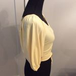 Haute Monde New NWT Yellow Ruched Tie Front Puff Sleeve Romantic Crop Top M Size M Photo 1