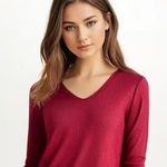 Soma  Women's Size XS Long Sleeve‎ Red Tunic Pocket Front Top V-Neck Blouse Photo 0