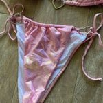 Iridescent holo snakeskin baby pink heart cut out bikini top bottom M NEW Size M Photo 1