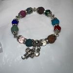 Silver Tone Colorful Lava Rock Bead Good Luck Elephant Charm Bracelet Photo 5