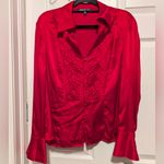 Jones New York  Signature Red 100% Silk Button Front Blouse XL Photo 8