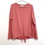Loft ANN TAYLOR Long Sleeve Drawstring Hem Top Pink Fuzzy Knit Cinched Bottom M Photo 2
