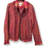 Coldwater Creek Fringe Boucle Multicolor Wool Blend Mixed Media Jacket Photo 0