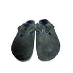 Birkenstock  Black Suede Leather Boston Shearling Clog Slippers Size 9.5 Photo 3