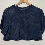 Lululemon  All Yours Crop Tee Size 6 Pima Cotton Shirt Cloudy Wash True Navy Photo 0