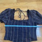 Free People Seratonin Corset Top Brown Puff short sleeves smoked back Sz XL Photo 8