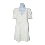 Line and Dot  Day Break Puff Sleeve White Mini‎ Dress Tie Front Size Small NWT Photo 1