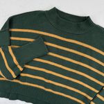 Free People  Striped Cropped Sweater‎ Women XS Mock Neck Green Knit Pullover Photo 1