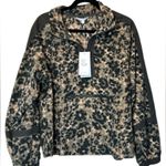 Johnny Was Calme Jacket Coat Half Zip Fleece Pullover Sweater Animal Print NWT M Photo 2
