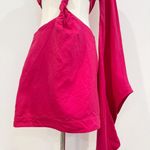 Cult Gaia  Lucienne Linen Blend One Shoulder Cut Out Twist Mini Dress Pink Small Photo 4