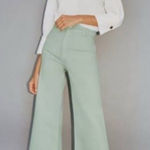 ZARA NWT Wide Leg High Rise Button Fly Sage Green Jeans Size 30 Photo 0