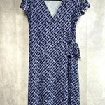 JM Collection Blue Faux Wrap Style Dress Size M Photo 0