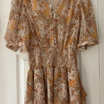 AQUA  Retro Smocked Floral Print Mini‎ Dress Size Medium NWT Photo 0